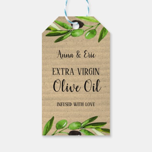 Étiquettes-cadeau Huile d'olive extra vierge Russe Mariage moderne (Dos)