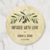 Étiquettes Cadeau Huile d'olive rustique infusée de Mariage d'amour (Devant)