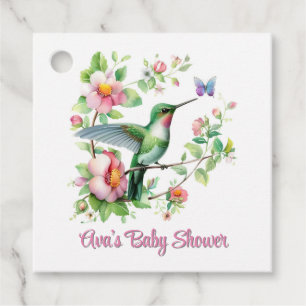 Étiquettes Cadeau Hummingbird and Butterfly Girl Baby shower Merci U