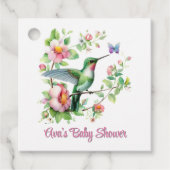 Étiquettes Cadeau Hummingbird and Butterfly Girl Baby shower Merci U (Devant)