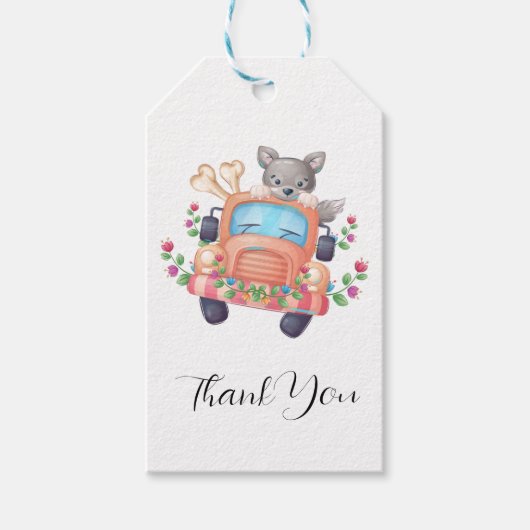 Étiquettes-cadeau hurler avec Joy Cute Grey Wolf (Devant)