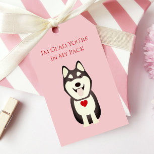 Étiquettes-cadeau Husky Tags, Chien Valentine, Saint Valentin