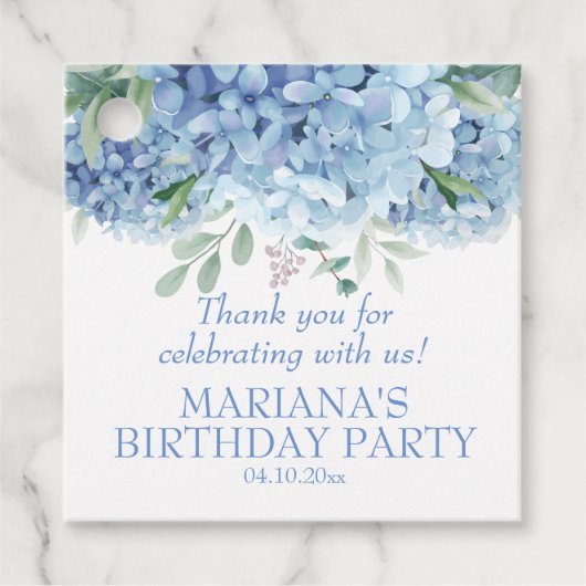 Étiquettes Cadeau Hydrangeas aquarelle Floral fête d'anniversaire (Devant)