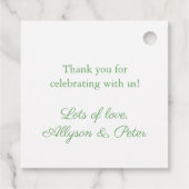 Étiquettes Cadeau Hydrangée blanche simple Crête Mariage verte (Dos)