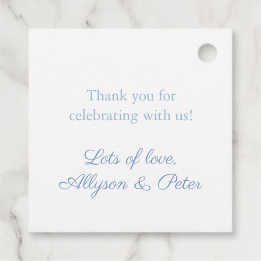 Étiquettes Cadeau Hydrangée bleu classique Monogramme Mariage Crest (Dos)