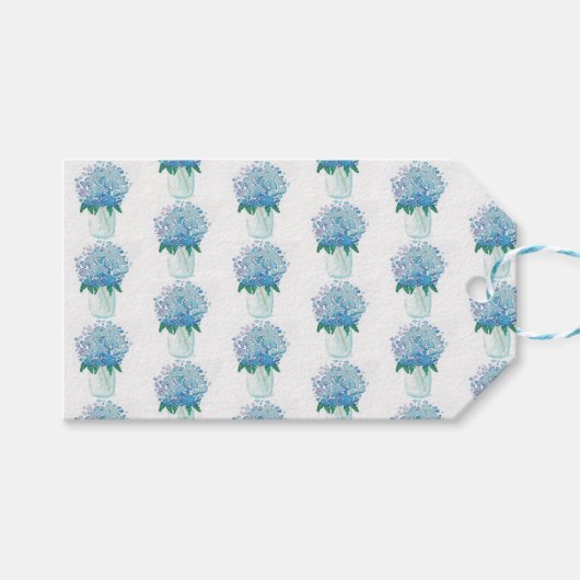 Étiquettes-cadeau Hydrangée bleue et violette (Devant (Horizontal))