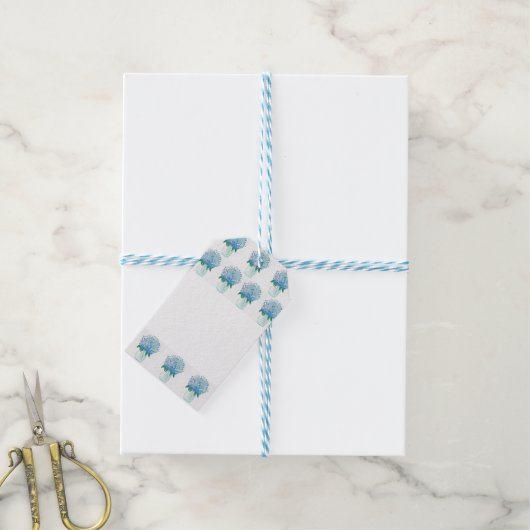 Étiquettes-cadeau Hydrangée bleue et violette (Avec de laficelle)