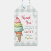 Étiquettes-cadeau Ice Cream Blue Bow Gingham Birthday Party (Devant)