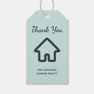 Étiquettes-cadeau Icône de maison de biens immobiliers Merci agence 
