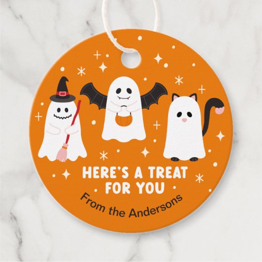 Étiquettes Cadeau Icône d'Halloween ou fantômes traités (Devant)