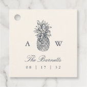 Étiquettes Cadeau Île Vintage ananas Mariage Monogramme (Devant)