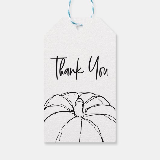 Étiquettes-cadeau Illustration citrouille simple Merci (Dos)