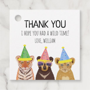 Étiquettes Cadeau Illustration d'animaux de fête Merci d'anniversair