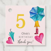 Étiquettes Cadeau Illustration d'aquarelle de fille SUmbrella (Devant)