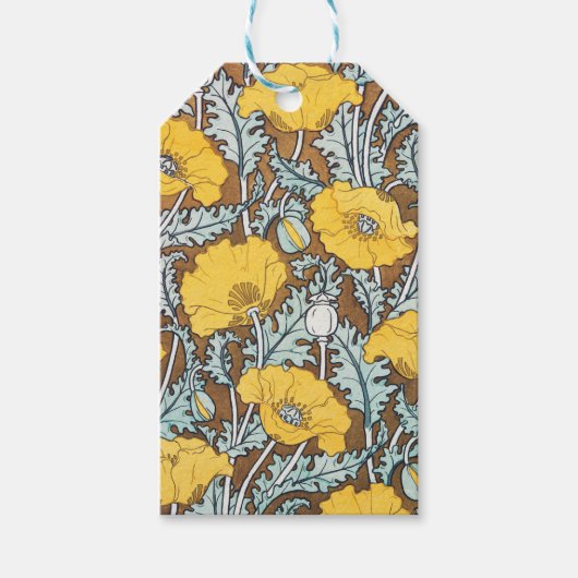 Étiquettes-cadeau illustration d'art pavot fleur jaune (Devant)
