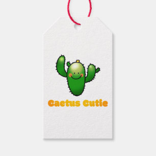 Étiquettes-cadeau Illustration de cactus souriant mignon
