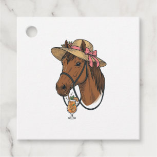 Étiquettes Cadeau Illustration de chapeau d'été cocktail cheval vint