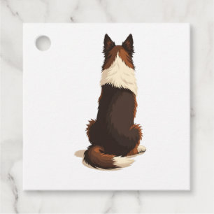 Étiquettes Cadeau Illustration de chien Border Collie vintage de dos