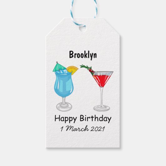 Étiquettes-cadeau Illustration de cocktail (Devant)