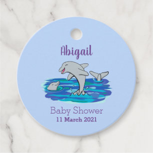 Étiquettes Cadeau Illustration de dauphins heureux adorables