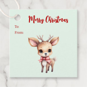 Étiquettes Cadeau Illustration de dessin animé de bébé cerf mignon à