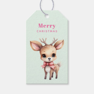 Étiquettes-cadeau Illustration de dessin animé de cerfs de bébés mig