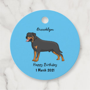 Étiquettes Cadeau illustration de dessin animé de chien Rottweiler