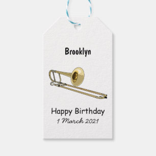 Étiquettes-cadeau Illustration de dessin animé de Trombone