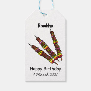 Étiquettes-cadeau Illustration de dessin animé Kebab ou kabob