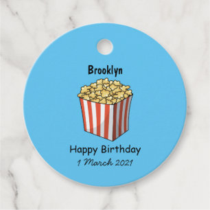 Étiquettes Cadeau Illustration de dessin animé Popcorn