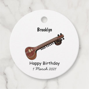 Étiquettes Cadeau Illustration de dessin de Sitar