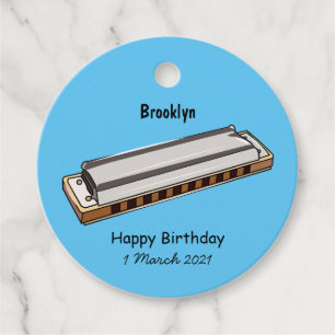 Étiquettes Cadeau Illustration de dessin d'Harmonica