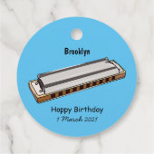Étiquettes Cadeau Illustration de dessin d'Harmonica (Dos)