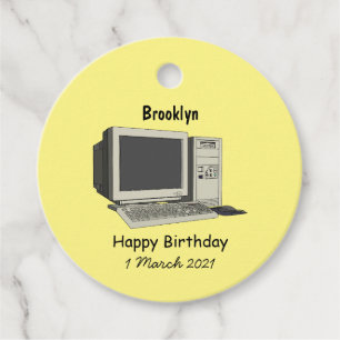 Étiquettes Cadeau Illustration de dessin sur ordinateur