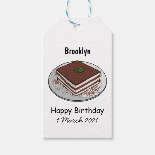 Étiquettes-cadeau Illustration de gâteau de Tiramisu (Devant)