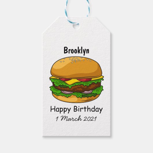 Étiquettes-cadeau Illustration de Hamburger (Devant)