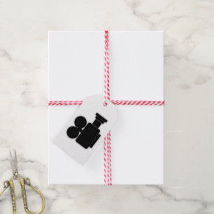 ÉTIQUETTES-CADEAU ILLUSTRATION DE LA CAMÉRA CINÉMA NOIR ET BLANC