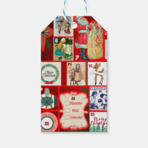 Étiquettes-cadeau Illustration de l'Avent en bloc de Noël Art carré