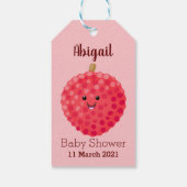 Étiquettes-cadeau Illustration de litchee rose mignon (Dos)