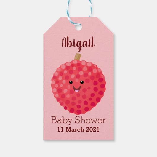 Étiquettes-cadeau Illustration de litchee rose mignon (Dos)