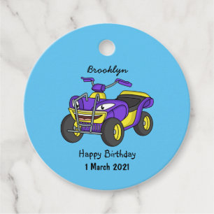 Étiquettes Cadeau Illustration de moto Purple Quad