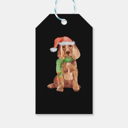 Étiquettes-cadeau Illustration de noël de Cocker spaniel (Devant)