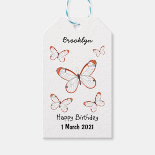 Étiquettes-cadeau Illustration de papillon en verre