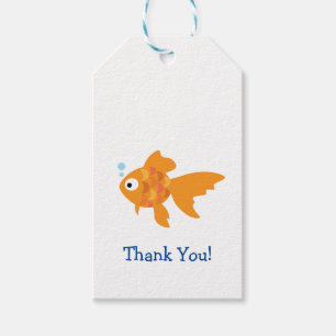 Étiquettes-cadeau Illustration de poisson d'or convivial