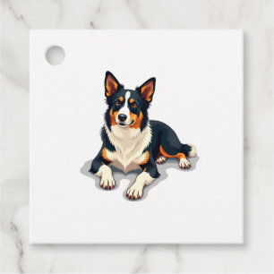 Étiquettes Cadeau Illustration de portrait de Border Collie tricolor