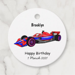 Étiquettes Cadeau Illustration de voiture de course professionnelle