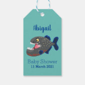 Étiquettes-cadeau Illustration drôle de piranha affamée (Dos)