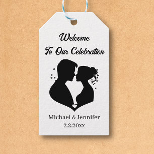 Étiquettes-cadeau illustration du couple de mariages de bienvenue