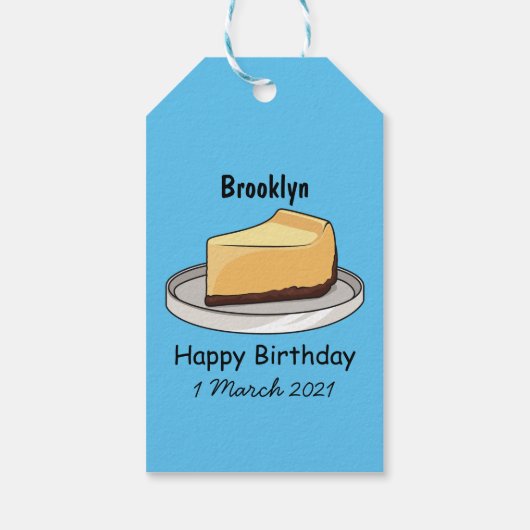 Étiquettes-cadeau Illustration du dessin animé Cheesecake (Dos)