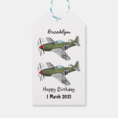 Étiquettes-cadeau Illustration d'un avion militaire (Dos)